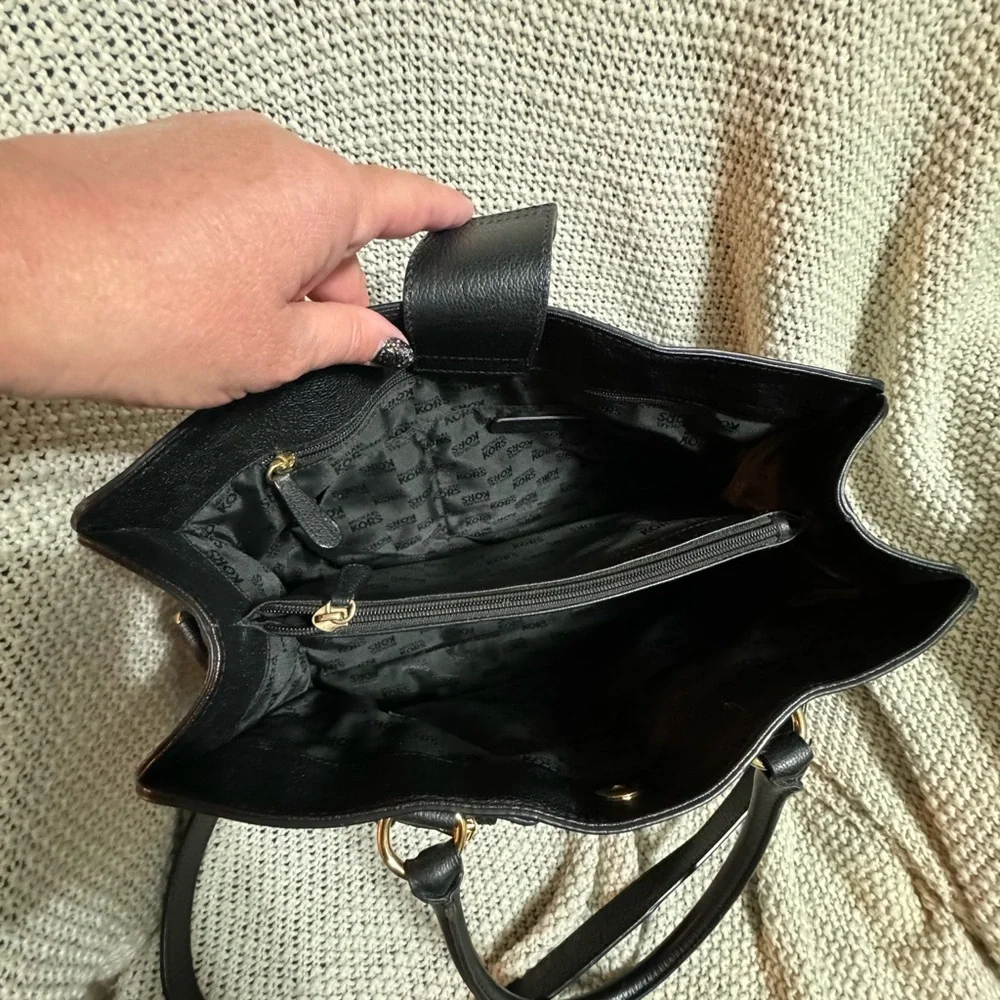 Michael Kors Black Leather Hamilton Satchel, Like‎ New